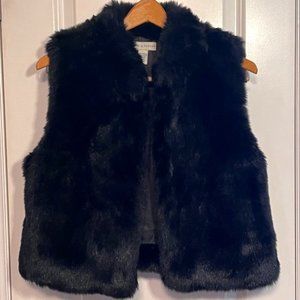Lord & Taylor Black Faux Fur Vest